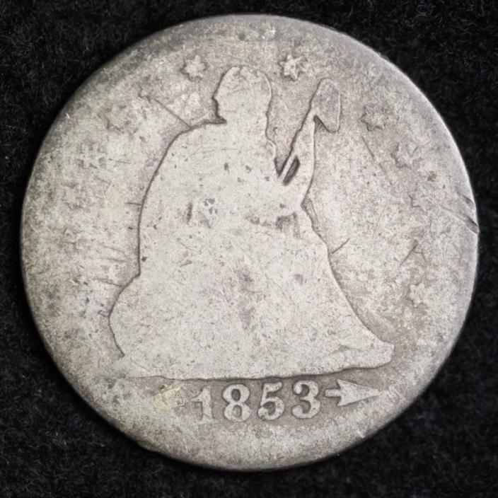 1853 Seated Liberty Quarter CHOICE FREE SHIPPING E299 AB