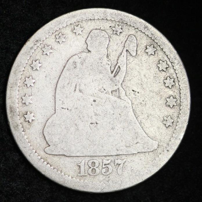 1857 Seated Liberty Quarter CHOICE FREE SHIPPING E305 KCT