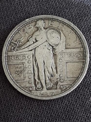 1917-P Type 1 standing liberty quarter dollar silver coin from collection