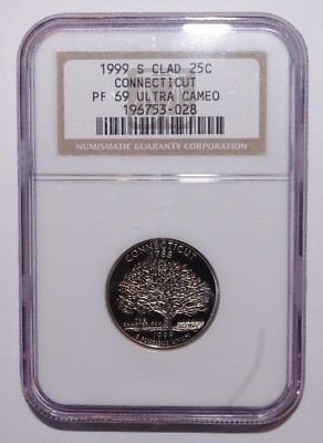 1999 S CLAD 25 Cents Connecticut NGC Certified PF 69 Ultra Cameo High Value