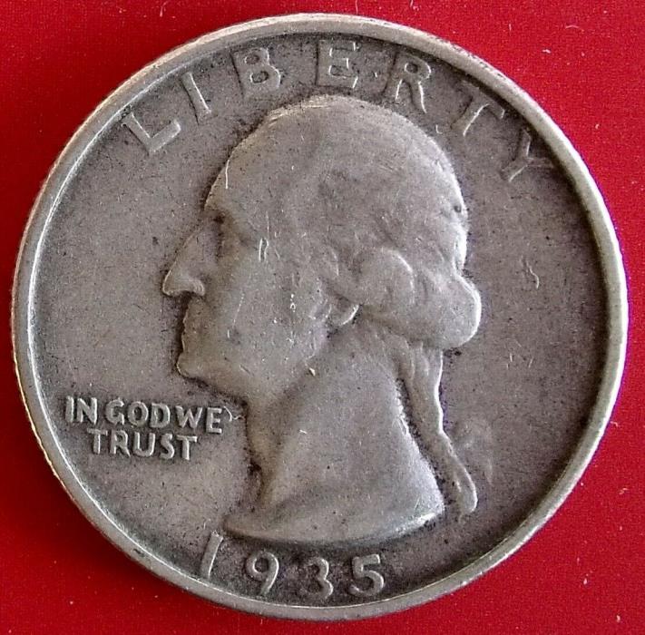 1935-S Washington Quarter – VF – Free Shipping