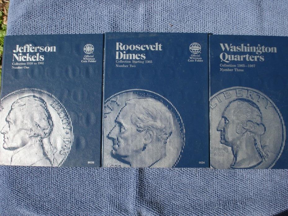 WHITMAN COIN COLLECTIONS.QUARTERS COMPLETE. ROOSEVELT DIMES  JEFF NICKELS NOT