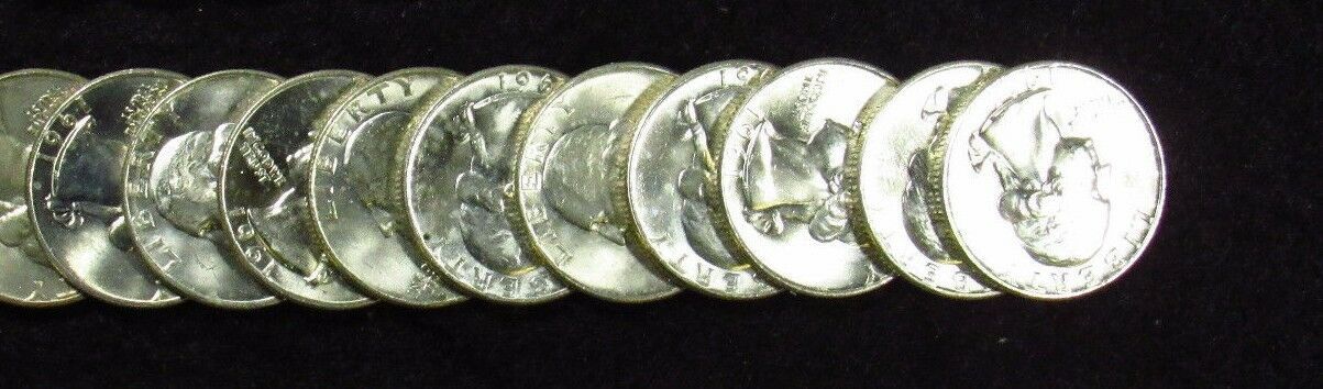 One Quarter Roll 1960 D BU Silver Washington Quarters  Beautiful  10 Coins