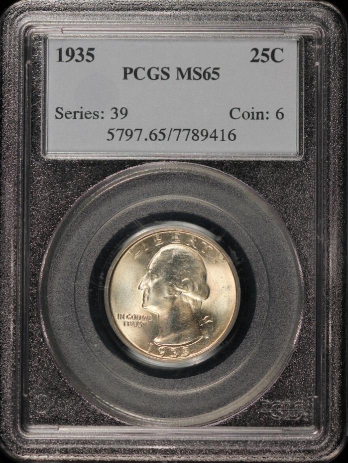 1935 Washington Quarter 25c, PCGS MS65, Lafayette Rarities (Inv. 1093)
