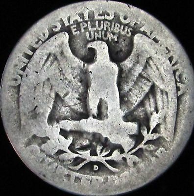 1937-D AG Details Dinged Washington Silver Quarter - MC