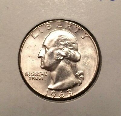 1963   Silver Washington Qtr -   BU Condition .Free Ship