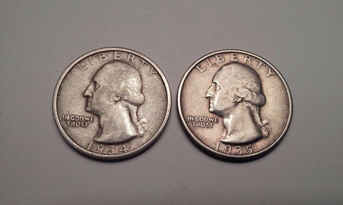 Washington Silver Quarters 1934 -1935. G