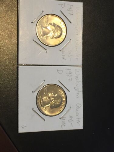 1987-P & 1987-D UNCIRCULATED WASHINGTON QUARTERS From Uncirculated Mint Set