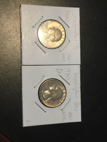1970- P+D BOTH UNCIRCULATED WASHINGTON QUARTERS FROM ORIGINAL MINT SEALED SETS