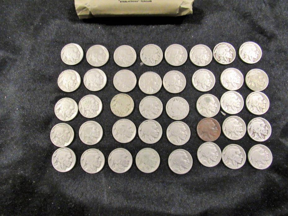 Old  Buffalo Nickel Roll // 40 Coins // Mixed Dates circulated