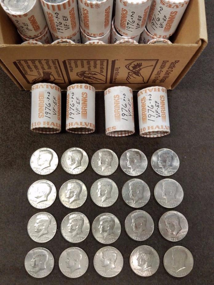 1976 Bicentennial Kennedy Half Dollar Clad-Lot of 1000 (50 rolls of 20) VF-EF .