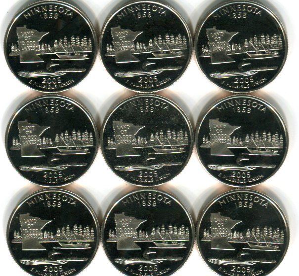 Roll of 40 GEM PROOF CAMEO 2005-S MINNESOTA Clad State Quarters - Free Shipping