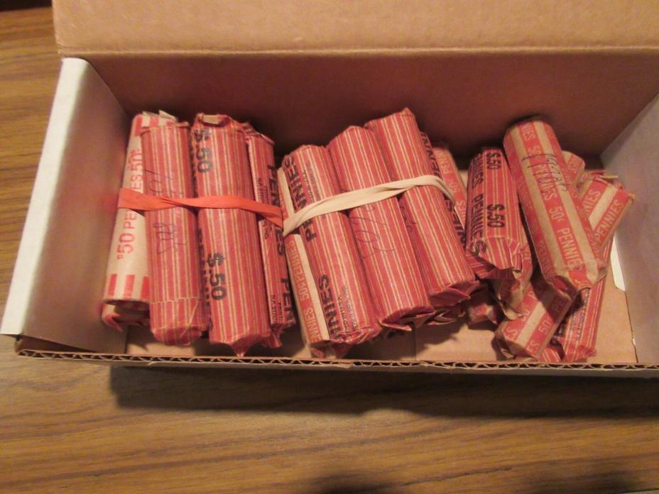 1960's,1970's,1980's ,Lincoln Penny Rolls ,Circ. ,AU , UC , 25 Rolls , Mixed Lot