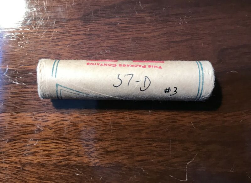 1957-D OBW Original Bank Wrapped Roll BU Uncirculated Wheat Cents
