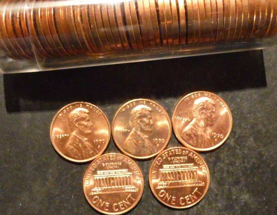 1970-S Lincoln Cent Penny Choice/Gem BU Roll Uncirculated