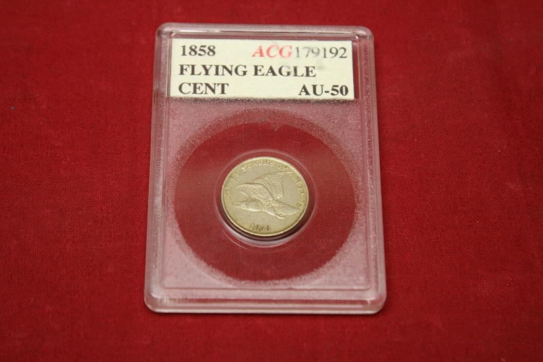 1858 Flying Eagle Small Letter Cent AU50 Accugrade