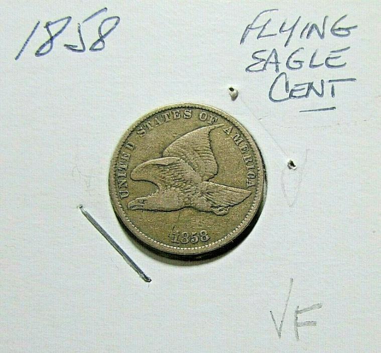 Nicer...1858 Flying Eagle Cent (SL)...VF  Or So Details Old Eagle