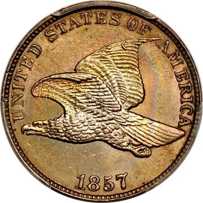 1857 1C Flying Eagle Cent PCGS MS65
