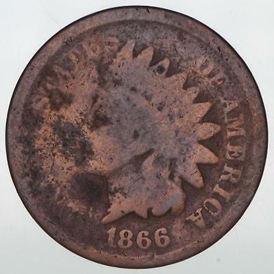1866 Indian Head Cent Off Color Maybe Cleaned Full Date