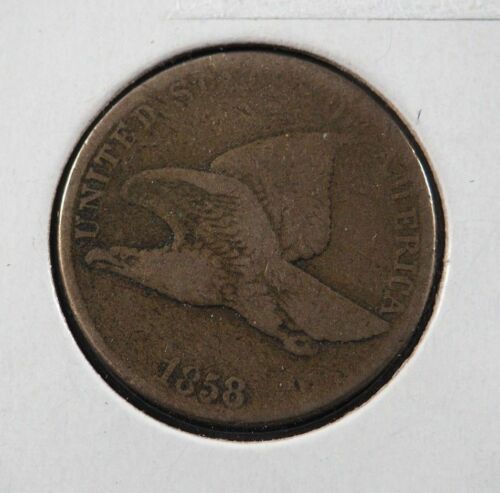1858 1C Flying Eagle Large Letters Cent Fine Penny F LL