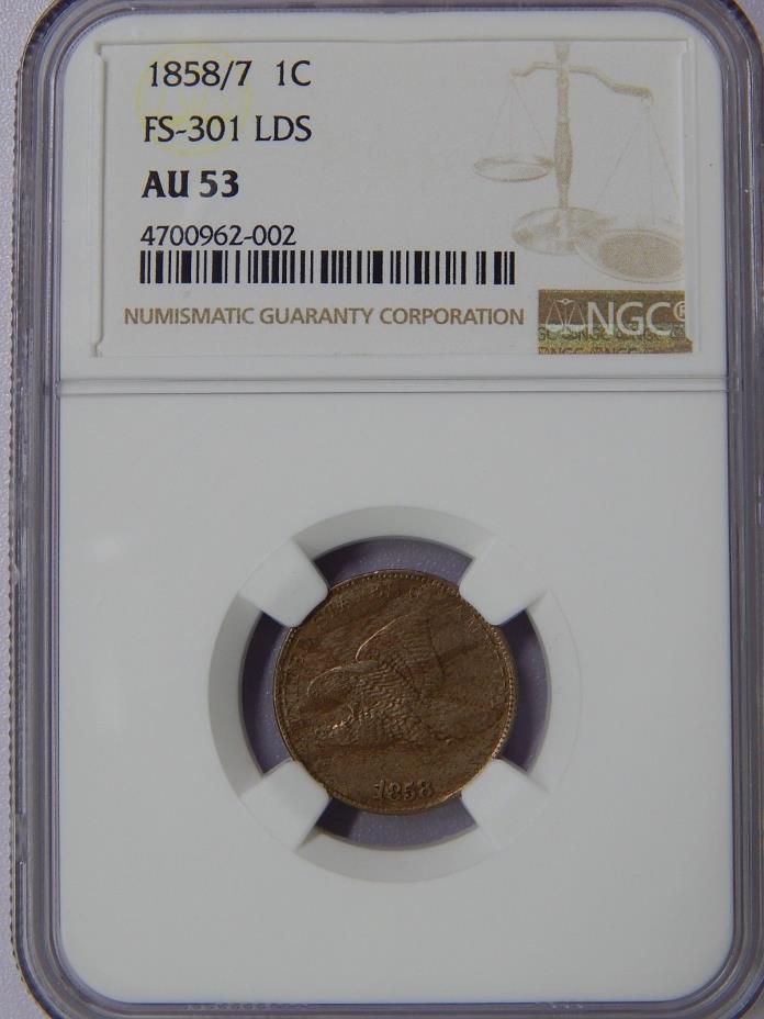 1858/7 Flying Eagle NGC AU-53 FS-301 LDS