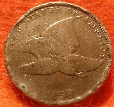 1858 SMALL Letters Flying Eagle Copper Nickel Cent Great details Pre-Civil !