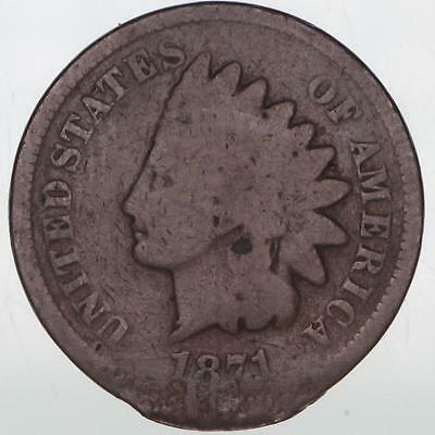 1871 Indian Head Cent Good Details Bent and Damaged By the Date