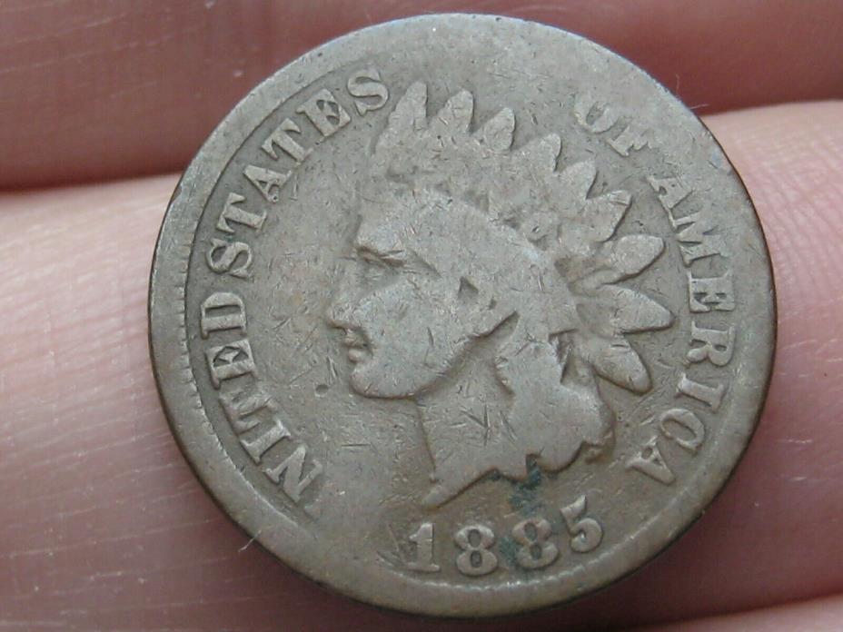 1885 Indian Head Cent Penny- Good Details, Full Reverse Rims