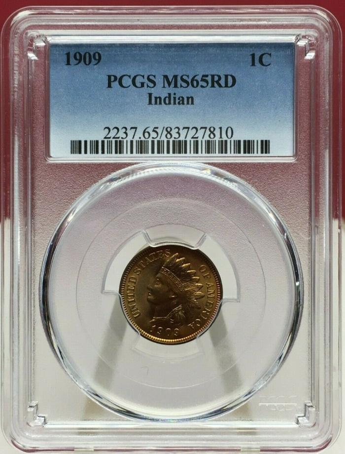 1909 INDIAN HEAD CENT PCGS MS 65 RED SHARP BIN FREE SHIPPING