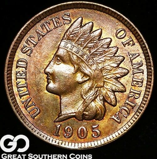 1905 Indian Head Cent Penny, Near Gem BU++ Red-Brown
