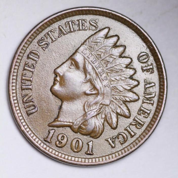 1901 Indian Head Small Cent CHOICE AU+ FREE SHIPPING E187 XE