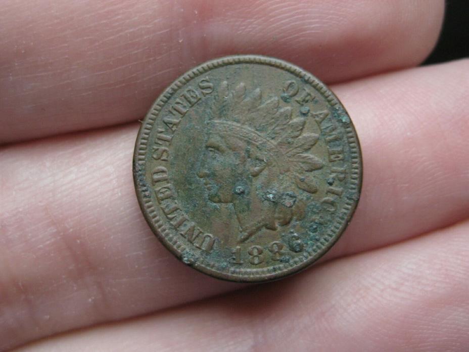 1886 Indian Head Cent Penny, Variety 1, Var 1, T1, Type 1- VF/XF Details