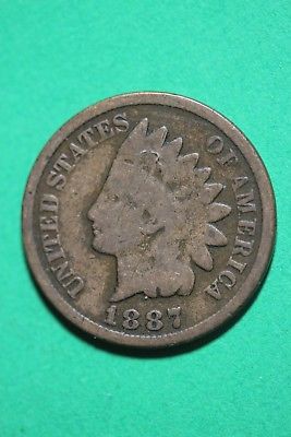 1887 Indian Head Cent Penny Bronze Exact Coin Shown Flat Rate Shipping OCE1144