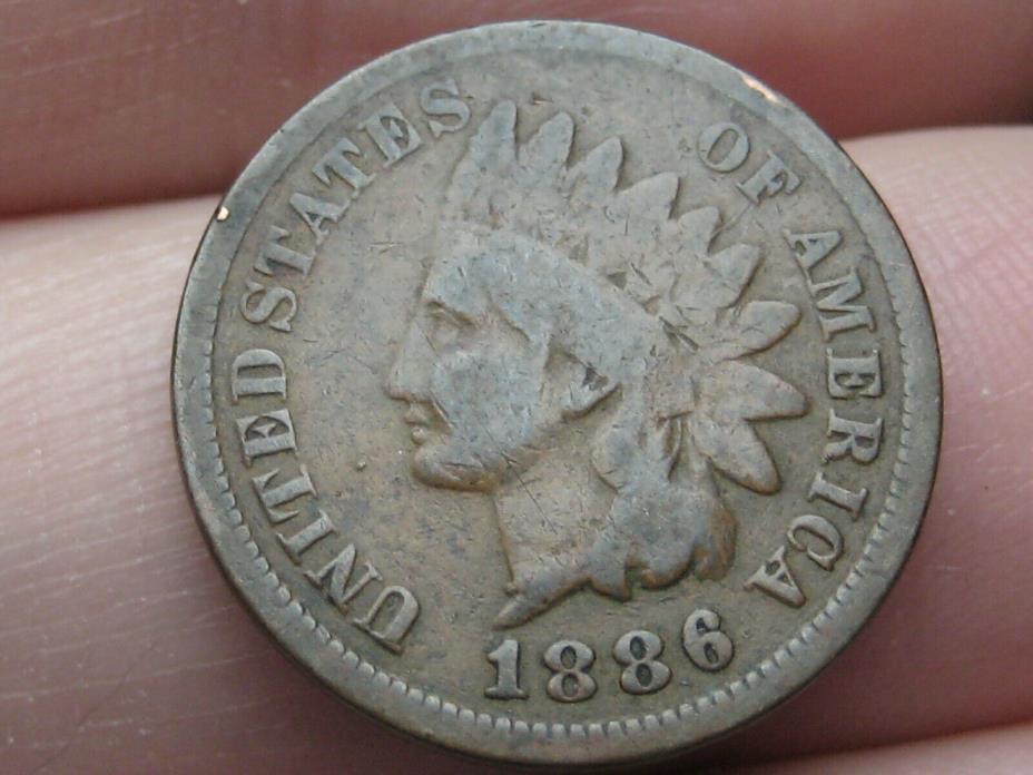 1886 Indian Head Cent Penny, Variety 1, Var 1, T1, Type 1- VG Details