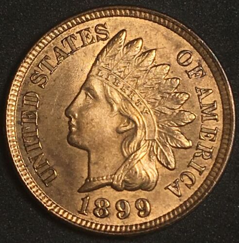 High Grade UNC BU Red 4 Diamonds Full Liberty 1899 Indian Head Cent One Cent 1c