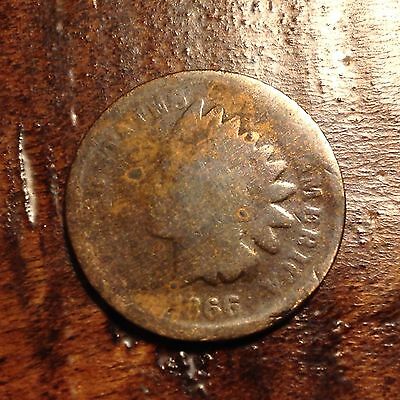 1866 INDIAN HEAD PENNY CENT NICE DETAIL RARE US ANTIQUE POST CIVIL WAR COIN#319F