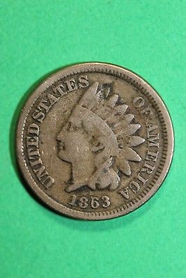 1863 Indian Head Cent Penny Exact Coin Pictured Flat Rate Shipping OCE656