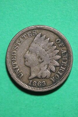 1863 Indian Head Cent Penny Exact Coin Pictured Flat Rate Shipping OCE084