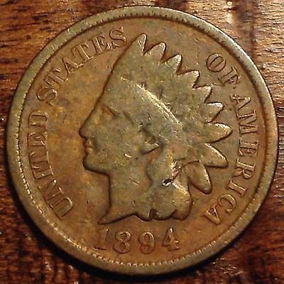 1894 INDIAN HEAD PENNY CENT NICE DETAIL RARE US ANTIQUE POST CIVIL WAR COIN#609D