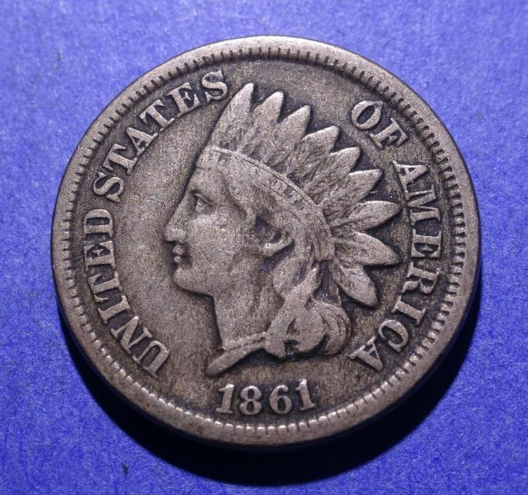 1861 Copper Nickel Indian Cent Fine