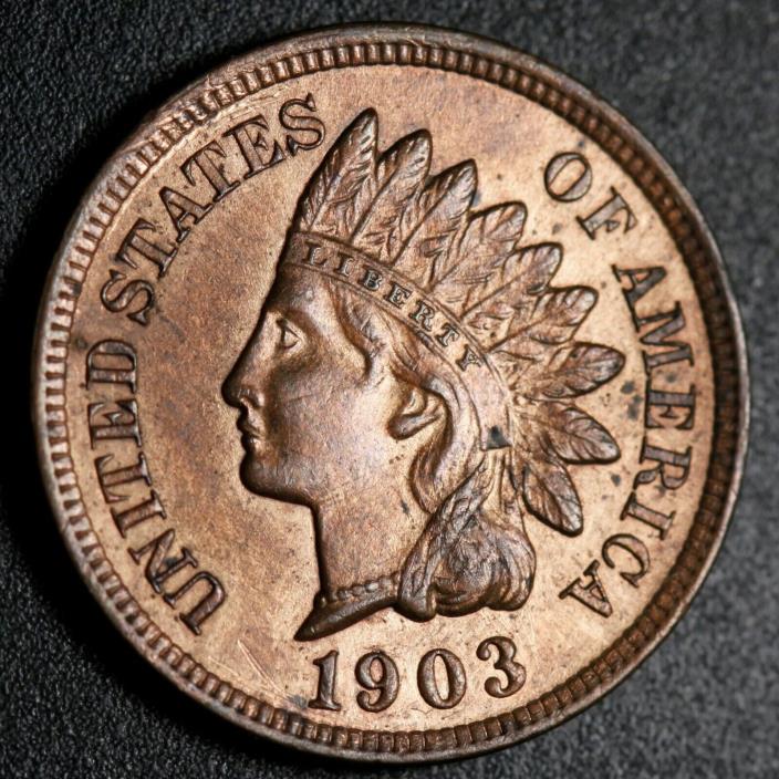 1903 INDIAN HEAD CENT - AU BU UNC - With A TOUCH OF MINT LUSTER!