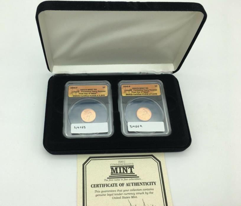 2009 P & D Lincoln Bicentennial Formative Years Cents SET - ANACS MS67 RD, FDOI