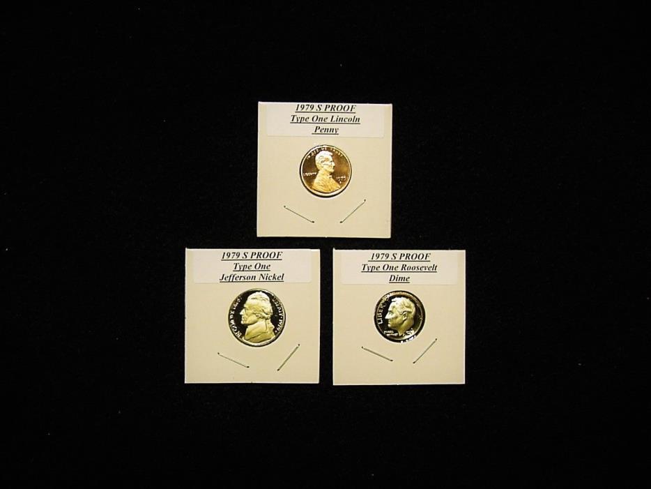 Three Proof Coins 1- 1979 S DCAM Cent, 1 1979 S DCAM Nickel & 1 1979 S DCAM Dime