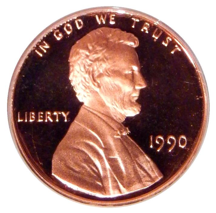 1990 NO S 1c PCGS PR-66 RED DCAM ~ RARE PROOF LINCOLN CENT VARIETY
