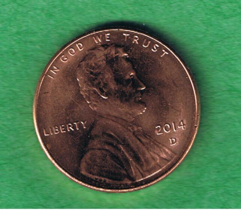 2014-D Lincoln Shield One Cent Penny Coin AU Condition