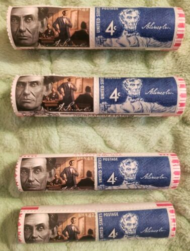 4 2010 LINCOLN SHIELD CENT LP5 STAMPED & CANCELLED ROLL SPRINGFIELD, IL Blue #11