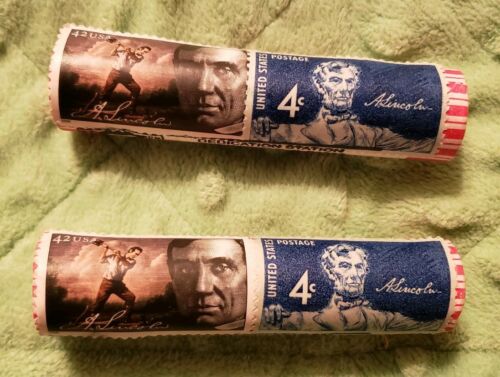 2) 2010 LINCOLN SHIELD CENT LP5 STAMPED & CANCELLED ROLL SPRINGFIELD, IL Blue #5