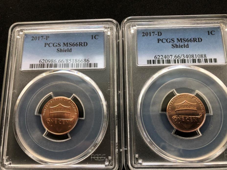2 Mint State Lincoln Memorial Cents. PCGS Graded MS66RD. 2017P & 2017D