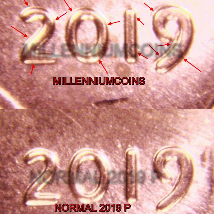 2019 SHIELD PENNY CENT DOUBLED DIE / THE BIG ONE / FROM ROLL / LQQK