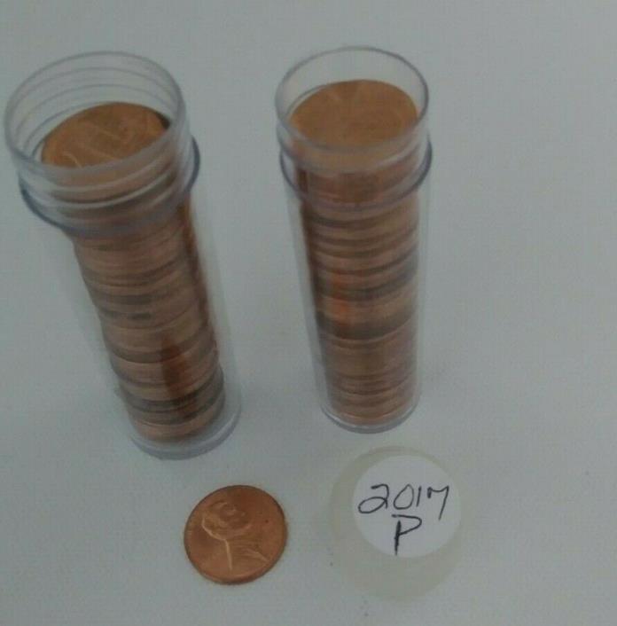 TWO Rolls of 50 2017-P Lincoln Shield Pennies